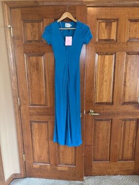 Hello Molly Teal Button-Front Maxi Dress